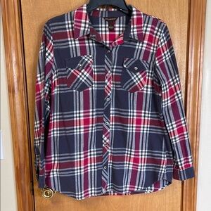 Women’s Bit & Bridle Plaid Shirt in Red, Pink & Gray